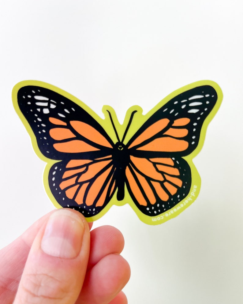 Monarch Butterfly Vinyl Sticker smiling butterfly sticker image 3