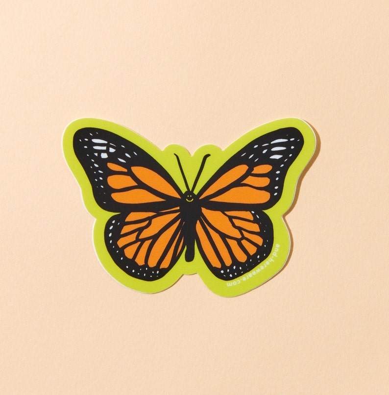 Monarch Butterfly Vinyl Sticker smiling butterfly sticker image 1
