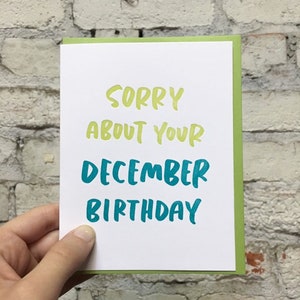 December Birthday Letterpress Greeting Card Christmas birthday, winter birthday card image 4
