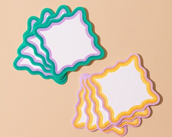 Teatime Scalloped Letterpress Coaster Set | spring coasters, colorful housewarming gift