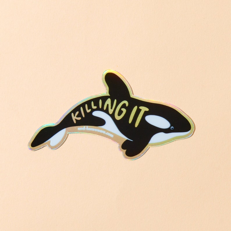 Killing It Orca Sticker killer whale sticker, ocean lover gift image 1