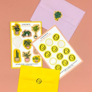 Plant Pattern Vinyl Sticker Sheet Envelope Seals plant parent stickers, mini plant stickers, plant lover sticker sheet image 4