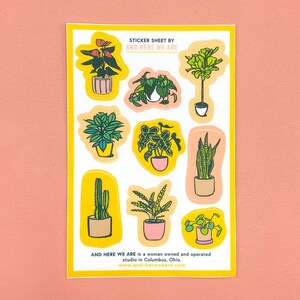 Plant Pattern Vinyl Sticker Sheet Envelope Seals plant parent stickers, mini plant stickers, plant lover sticker sheet image 2