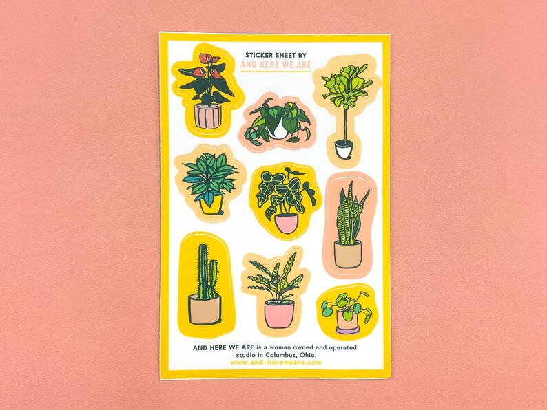 Plant Pattern Vinyl Sticker Sheet Envelope Seals plant parent stickers, mini plant stickers, plant lover sticker sheet image 2