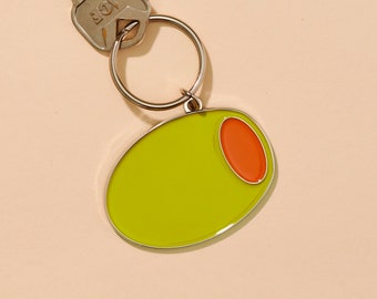 Martini Olive Keychain | foodie enamel keychain, cute foodie gift, italian gift