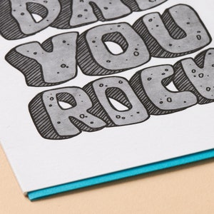 Dad You Rock Letterpress Greeting Card Father's Day card, gift for dad, dad birthday card, blank card image 2