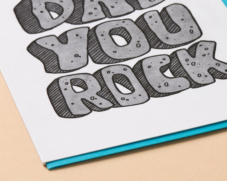 Dad You Rock Letterpress Greeting Card Father's Day card, gift for dad, dad birthday card, blank card image 2