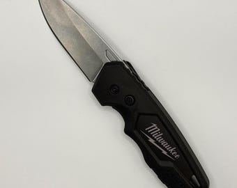 Custom Black Milwaukee FASTBACK Utility Knife, Hand-Dyed Handle, 48-22-1520, Customized Milwaukee Tool