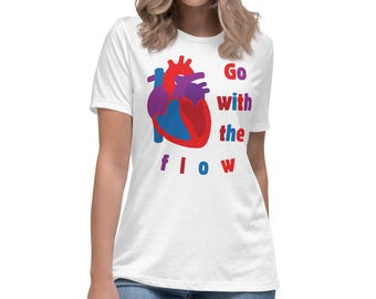 Cardiology Lover Shirt Go with the Flow Heart Anatomy T-Shirt, Medical Student Gift, Science Graphic Tee