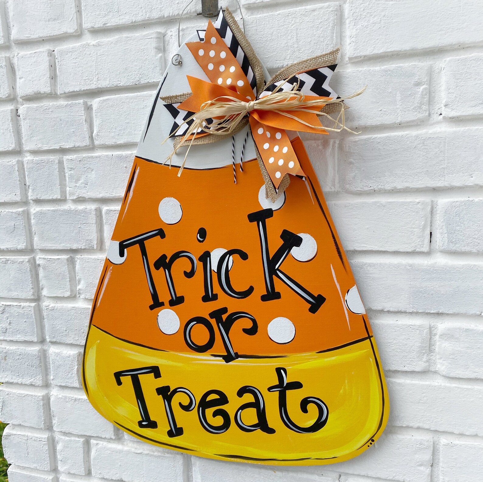Halloween Door Hanger Candy Corn Door Hanger Trick or Treat Etsy
