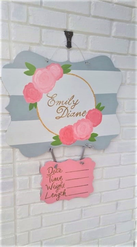 Hospital Door Sign Birth Announcement Door Hanger Baby Girl Door Hanger Door Hanger Baby Door Hanger Hospital Baby Sign Baby Sign Girl