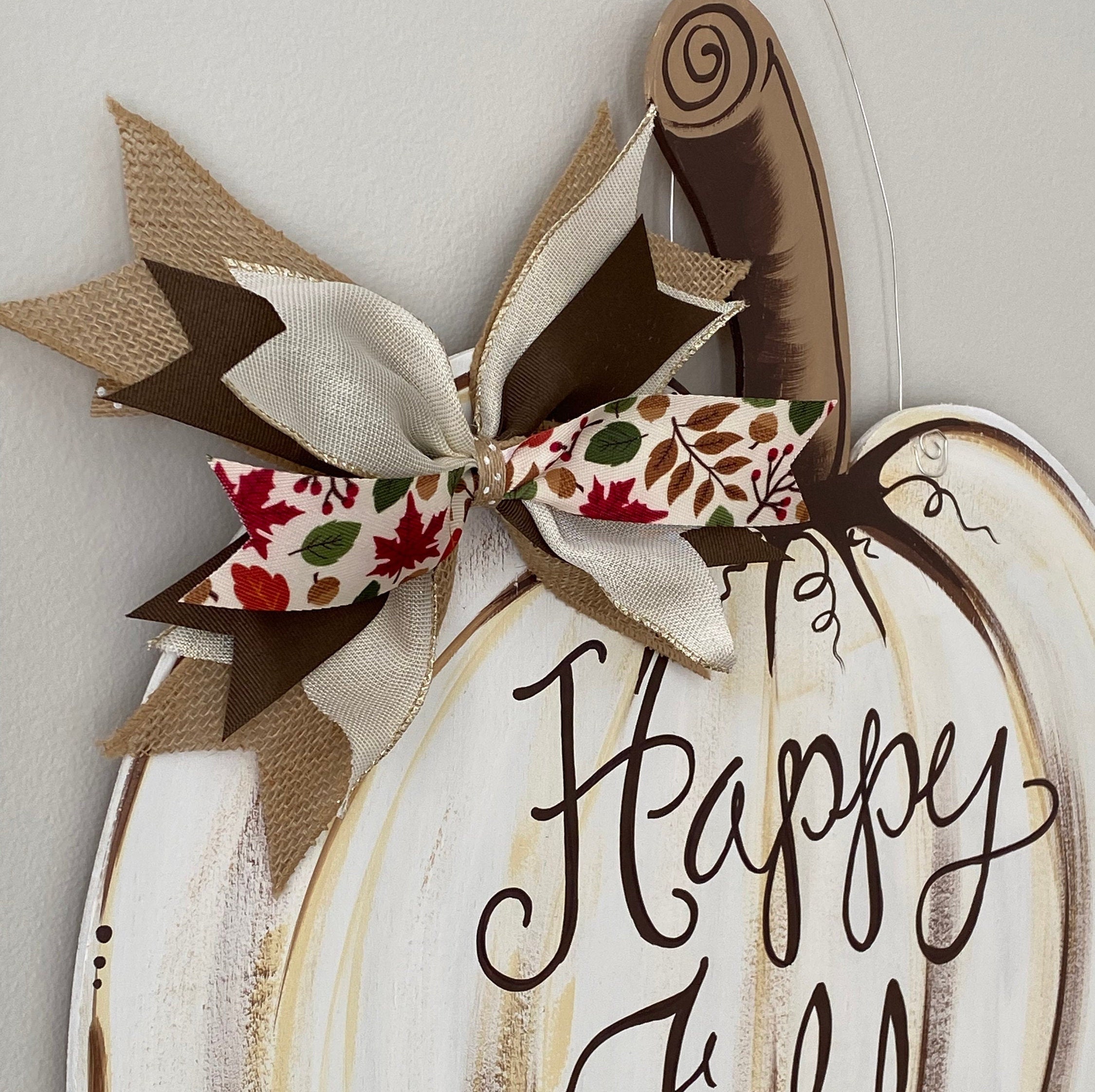 Pumpkin Door Hanger Fall Door Hanger White Pumpkin Door Etsy