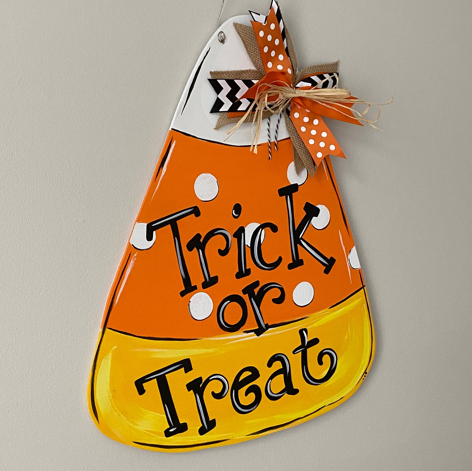 Halloween Door Hanger Candy Corn Door Hanger Trick or Treat Etsy