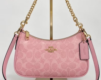 Coach Teri Shoulder Bag Signature Canvas Pink
