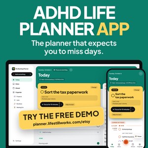ADHD Life Planner App | Daily Task Organizer, Focus, Brain Dump & Routines | No Backlog Planner