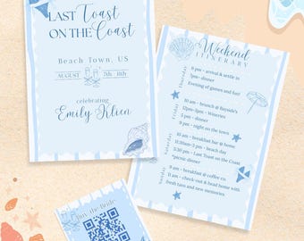 Last Toast on The Coast | Bachelorette Invitation Bundle | Digital Template