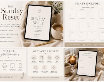The Sunday Reset Planner | Weekly, Meal, Self-Care (Digital Download)
