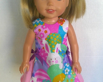 14 Inch Doll clothes: Easter  Bunny  dress  & hair bow