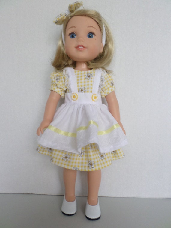 yellow checkered pinafore