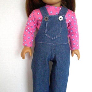 18 Inch Doll Clothes: Denim Overalls & Pink Knit Skirt - Handmade USA