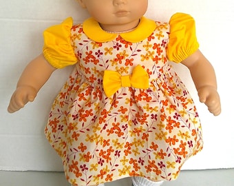 Fits like Bitty Baby clothes, 15 inch doll clothing, Fall dress.