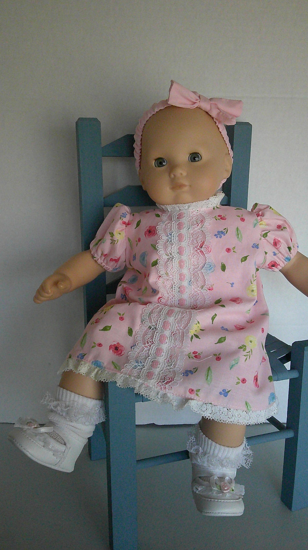 15 Inch Baby Doll Clothes, Pink Floral Dress, Bloomers and Headband ...