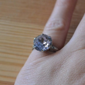 Gorgeous antique art deco sterling silver cocktail ring with blue glass gem / antique art deco cocktail ring / CMVHHA