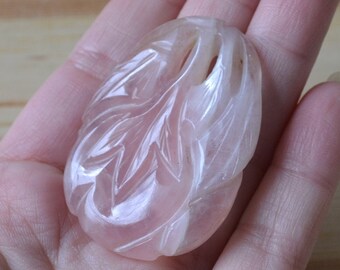 Amazing antique art deco chinese carved rose quartz fruit pendant / antique chinese pink rose quartz pendant / HCKKSA