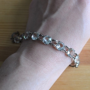 Nice antique art deco sterling silver white diamond open back crystal bracelet / antique art deco white crystal bracelet / CBGGAA