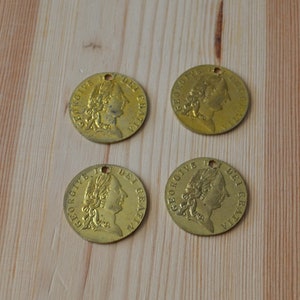 Nice antique georgian victorian gold gilt george III spade guinea tokens / antique tokens for jewelry reenacting and cosplay / FSNCJS