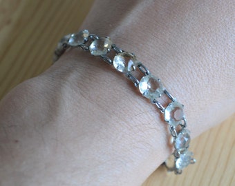 Vintage 835 Silver Moonstone Link Bracelet – 1980s Modern Design