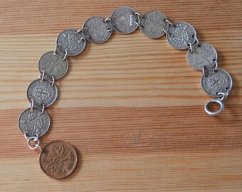 Unusual Antique Art Deco WW2 Silver Three Pence Coin