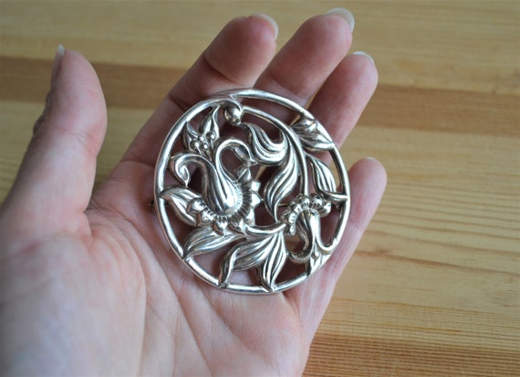 Beautiful antique art deco sterling silver brooch… - image 1