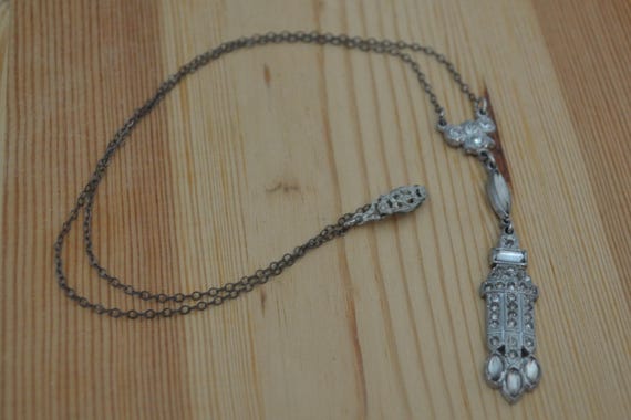 Nice antique edwardian art deco silver tone diamo… - image 5