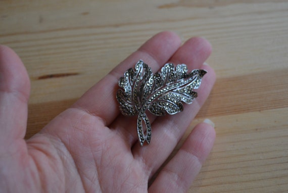 Beautiful antique art deco sterling silver leaf b… - image 4