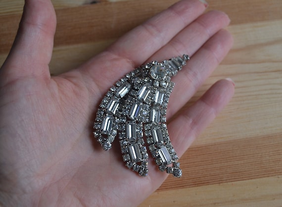 Beautiful antique art deco silver floral brooch w… - image 1