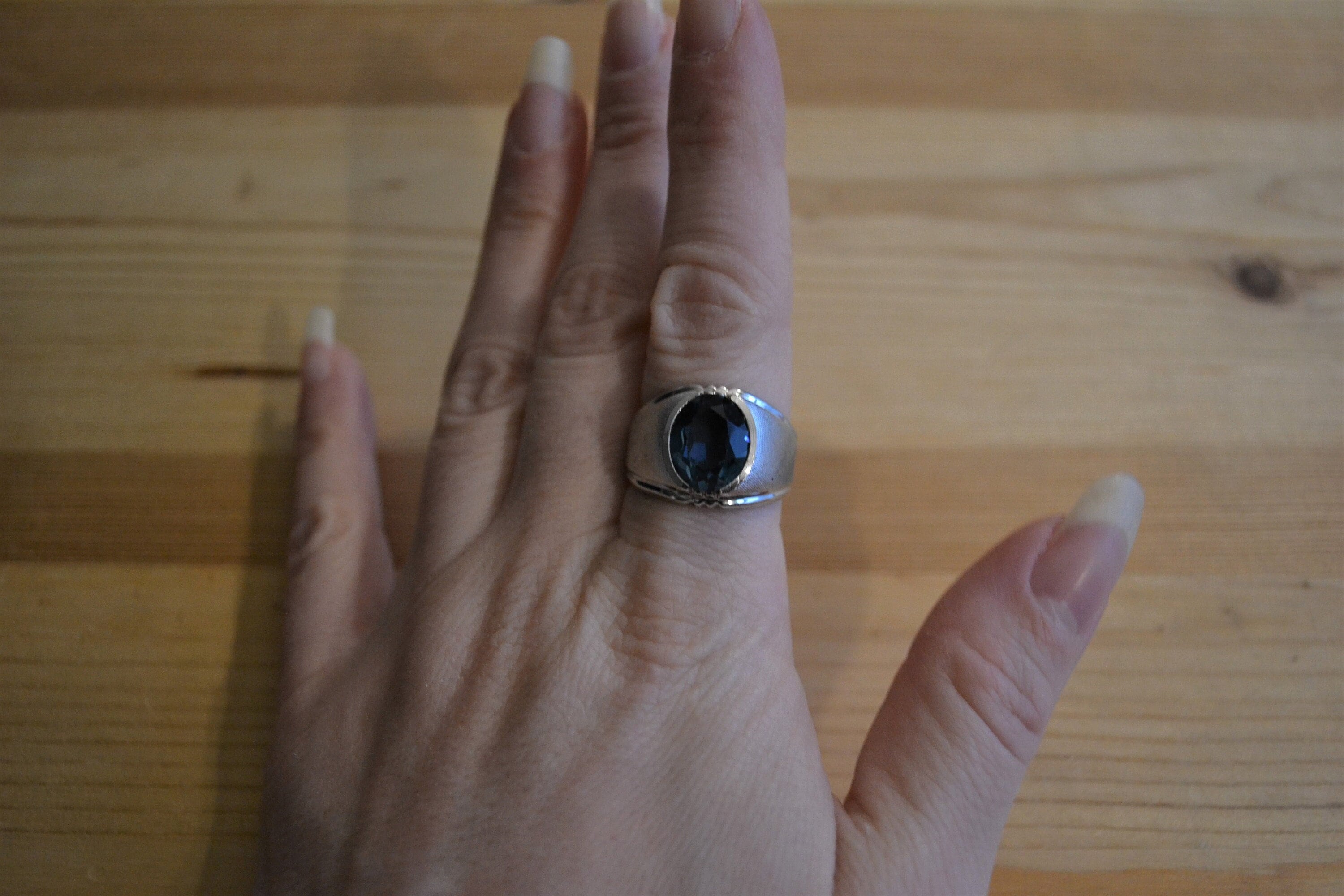 Beautiful Antique Sterling Silver Retro Art Deco Signet Ring With