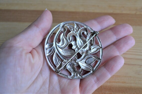 Beautiful antique art deco sterling silver brooch… - image 3
