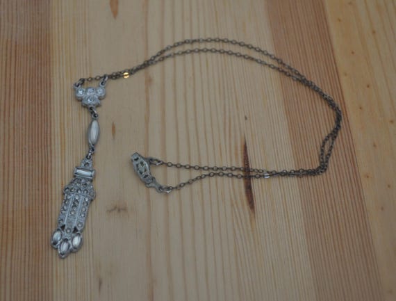 Nice antique edwardian art deco silver tone diamo… - image 8