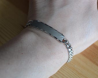 Vintage French Silver ID Bracelet Michel, 1970s Chunky Jewellery
