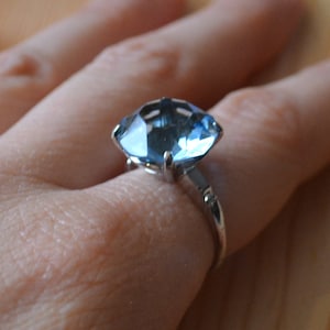 Gorgeous antique art deco sterling silver cocktail ring with blue glass gem / antique art deco cocktail ring / MNHSIW