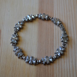 Nice antique art deco sterling silver siamonr rhinestone flapper bracelet / antique flapper rhinestone bracelet / NCDHHS