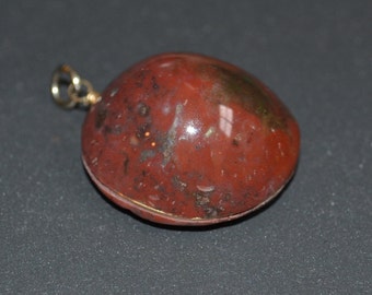 Beautiful vintage wire wrap pendant with gold fill wire and red jasper stone