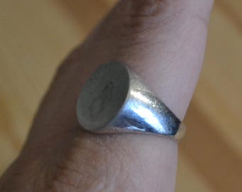 Nice vintage art deco style sterling silver signet ring / antique art deco style pinky ring / UUYBNV