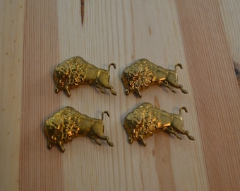 Unusual antique art deco gold tone buffalo brooch / antique buffalo brooch / southwest brooch / NNCUUA