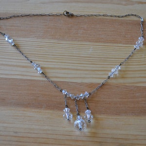 Beautiful antique edwardian art deco silver tone crystal bead festoon necklace / silver rhinestone art deco crystal necklace / CHYKKC