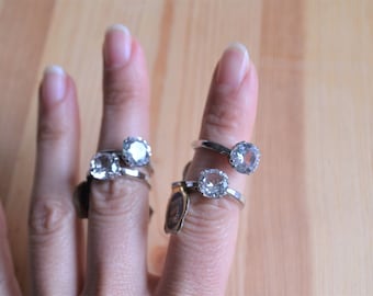 Beautiful antique NOS sterling silver art deco sterling silver engagement ring w/ white spinel / sterling art deco engagement ring / IIUUJJ