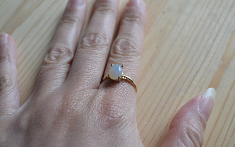 Beautiful vintage victorian style 14k gold ring with moonstone / 14k gold moonstone ring / 14k solitaire ring / WERTJJ image 1