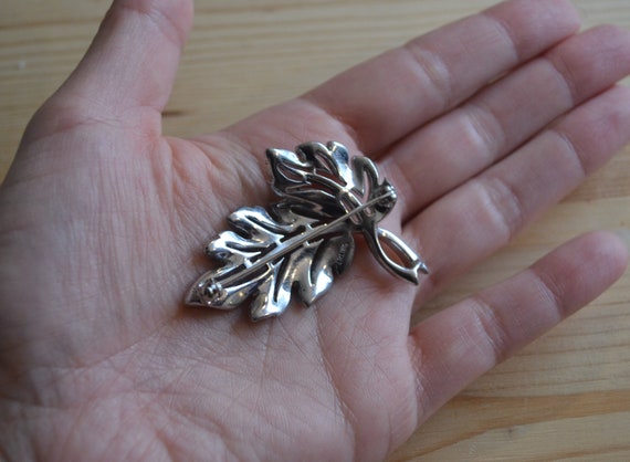 Beautiful antique art deco sterling silver leaf b… - image 2