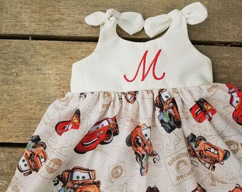 Lightning McQueen dress, cars inspired dress girls monogrammed mater dress, birthday, personalized, Disney vacation outfit, gift